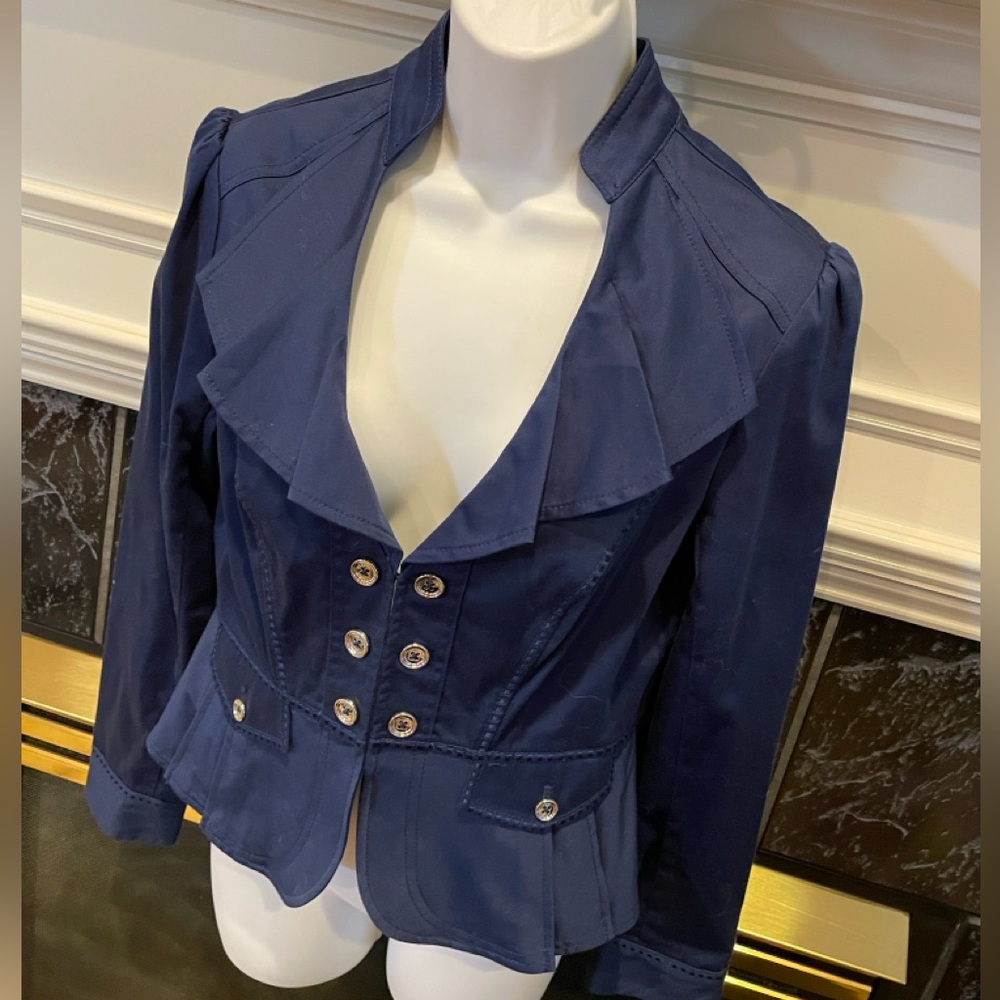 White House Black Market Cropped Navy Blazer